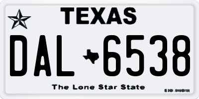 TX license plate DAL6538