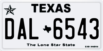 TX license plate DAL6543