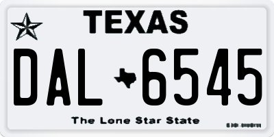 TX license plate DAL6545
