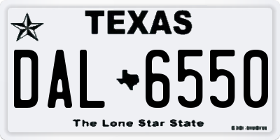 TX license plate DAL6550