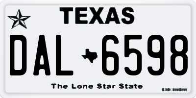 TX license plate DAL6598