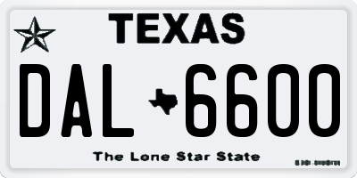 TX license plate DAL6600