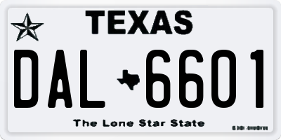 TX license plate DAL6601