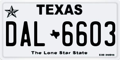 TX license plate DAL6603
