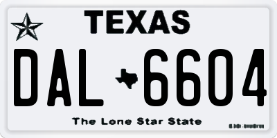 TX license plate DAL6604