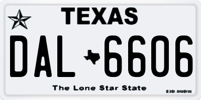 TX license plate DAL6606