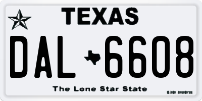 TX license plate DAL6608