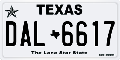 TX license plate DAL6617