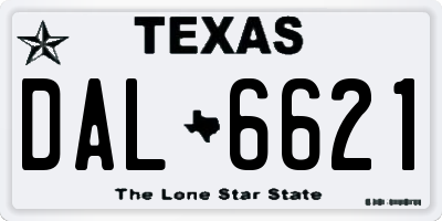 TX license plate DAL6621
