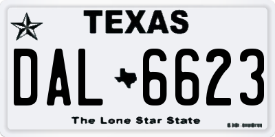 TX license plate DAL6623