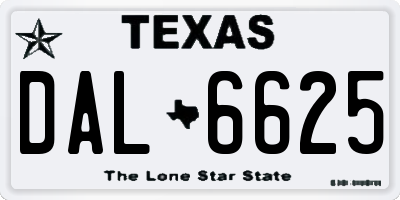 TX license plate DAL6625