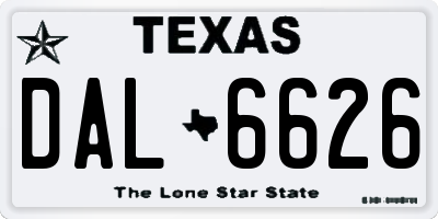 TX license plate DAL6626