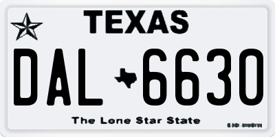TX license plate DAL6630