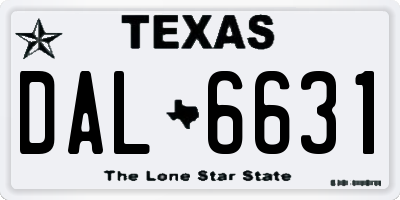 TX license plate DAL6631