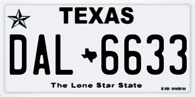 TX license plate DAL6633