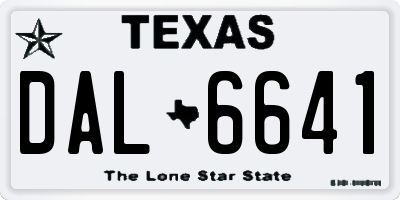 TX license plate DAL6641