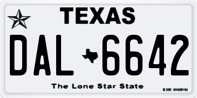 TX license plate DAL6642