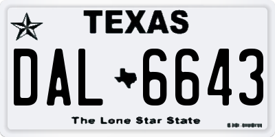 TX license plate DAL6643