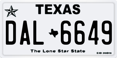 TX license plate DAL6649