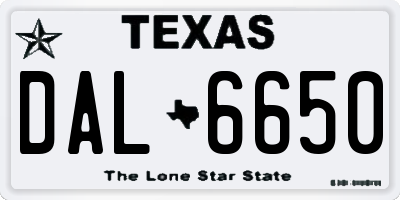 TX license plate DAL6650
