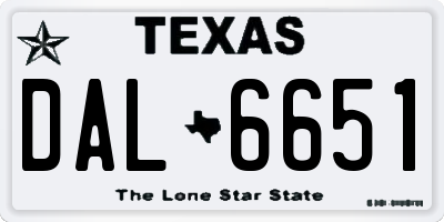 TX license plate DAL6651