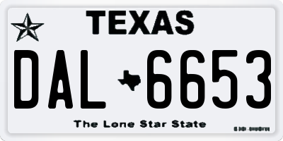TX license plate DAL6653