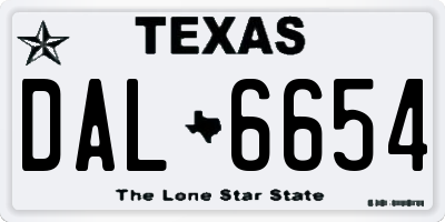 TX license plate DAL6654