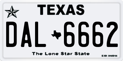 TX license plate DAL6662