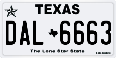 TX license plate DAL6663
