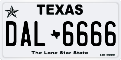 TX license plate DAL6666