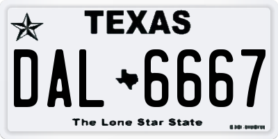 TX license plate DAL6667