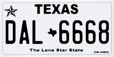 TX license plate DAL6668