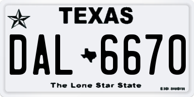 TX license plate DAL6670