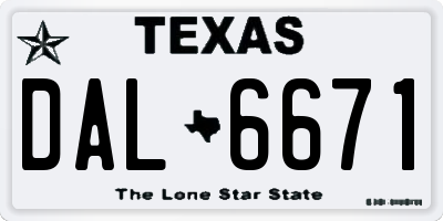 TX license plate DAL6671