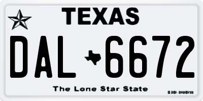 TX license plate DAL6672