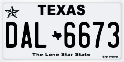 TX license plate DAL6673