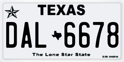 TX license plate DAL6678