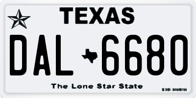 TX license plate DAL6680