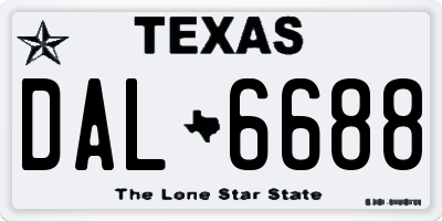 TX license plate DAL6688
