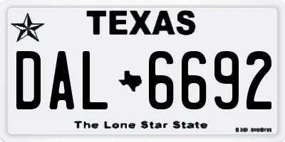 TX license plate DAL6692