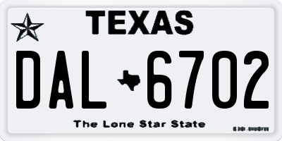 TX license plate DAL6702