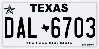 TX license plate DAL6703