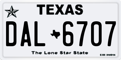 TX license plate DAL6707
