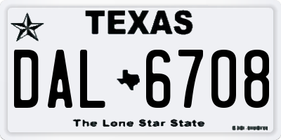 TX license plate DAL6708