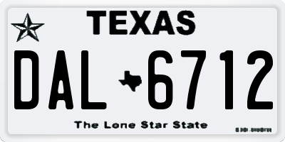TX license plate DAL6712