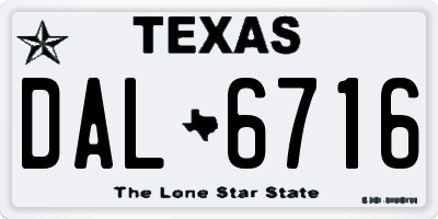 TX license plate DAL6716