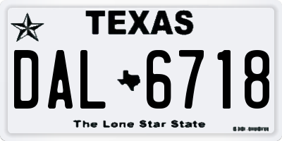 TX license plate DAL6718