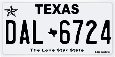 TX license plate DAL6724