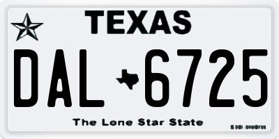 TX license plate DAL6725
