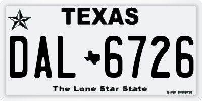 TX license plate DAL6726